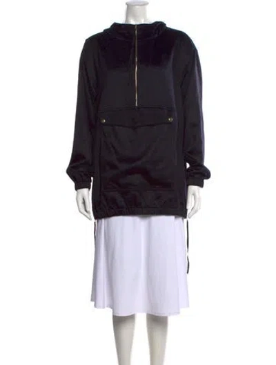 Pre-owned Adam Lippes Cashmere Mock Neck Hoodie In Black