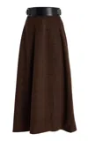 Adam Lippes Caspian Cashmere Skirt In Brown
