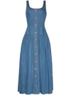Adam Lippes Cassie Dress In Stone Wash Denim In Blau