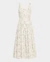 Adam Lippes Cassie Floral Poplin Midi Dress In Ivory Floral