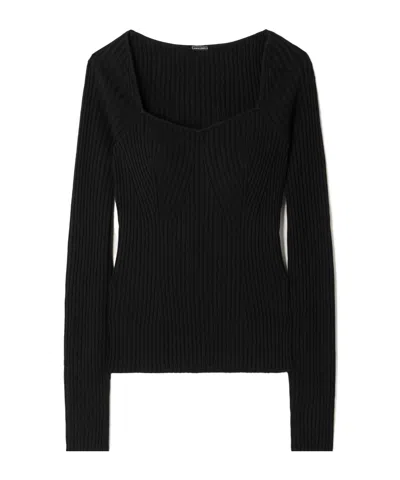 Adam Lippes Casual Long Sleeve Top In Black