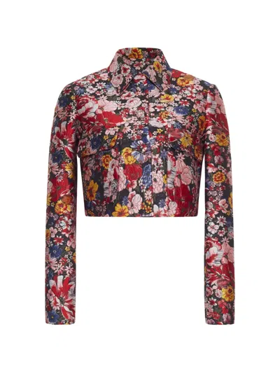 Adam Lippes Cecil Floral-jacquard Cropped Jacket In Multi