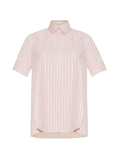 Adam Lippes Charlie Striped Cotton Shirt In Pink