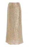 Adam Lippes Circe Metallic Silk-tweed Midi Skirt