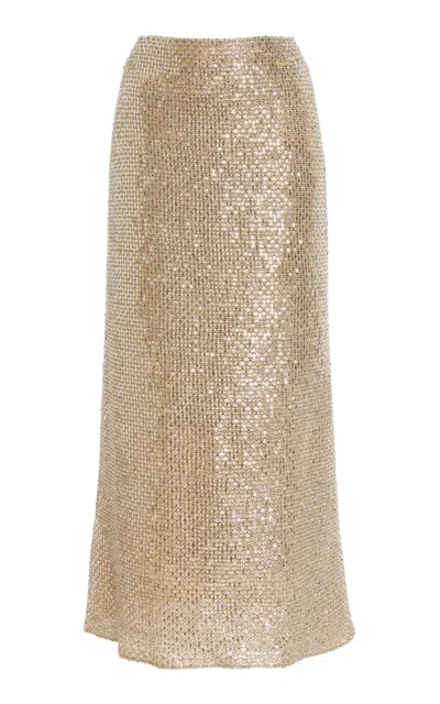 Adam Lippes Circe Metallic Silk-tweed Midi Skirt