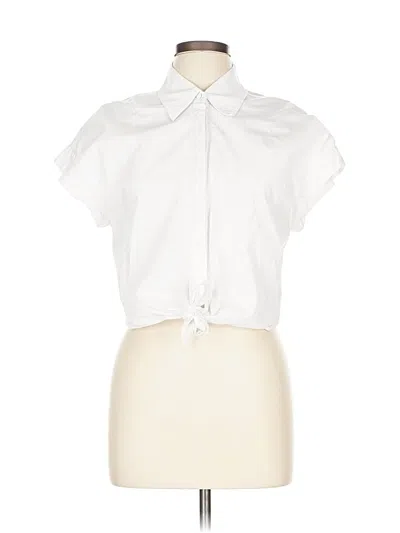 Pre-owned Adam Lippes Collective Short Sleeve Blouse In White