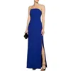 Adam Lippes Column Strapless Side Slits Gown In Blue In Blue