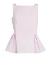 Adam Lippes Cotton Peplum Soleil Top In Pink