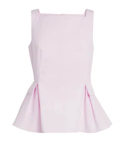 Adam Lippes Cotton Peplum Soleil Top In Pink