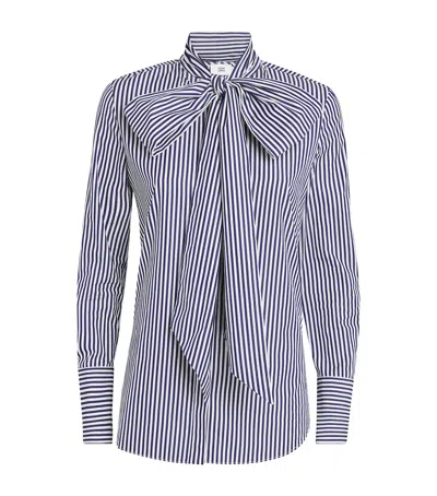 Adam Lippes Cotton Stripe Lee Scarf Blouse
