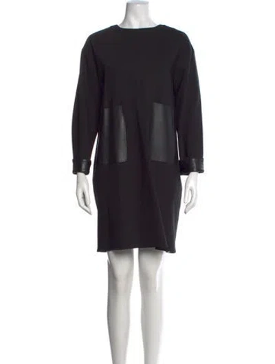 Pre-owned Adam Lippes Crew Neck Knee-length Dress In Black