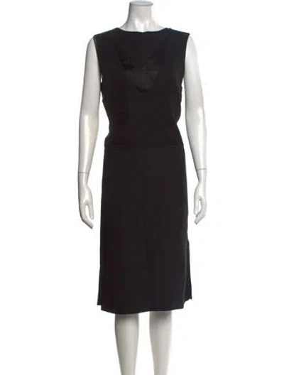 Pre-owned Adam Lippes Crew Neck Knee-length Dress In Black