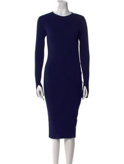 Pre-owned Adam Lippes Crew Neck Knee-length Dress In Blue