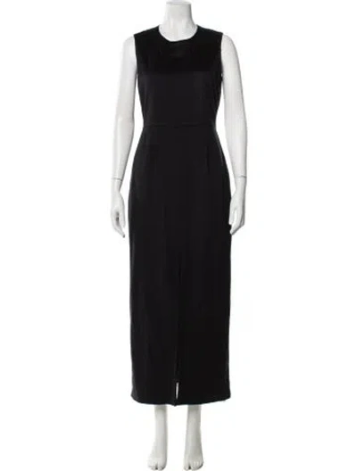 Pre-owned Adam Lippes Crew Neck Long Dress In Black