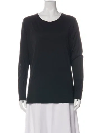 Pre-owned Adam Lippes Crew Neck Long Sleeve Top In Black