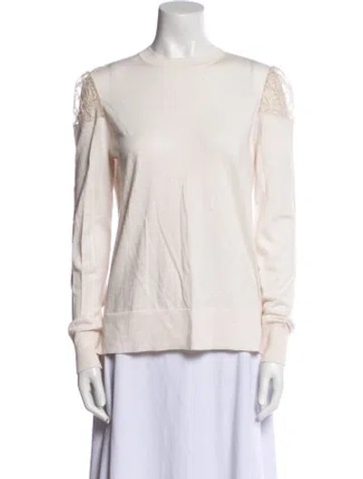 Pre-owned Adam Lippes Crew Neck Long Sleeve Top In Neutral