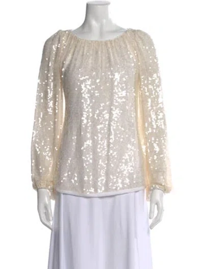Pre-owned Adam Lippes Crew Neck Long Sleeve Top In Neutral