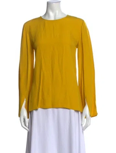 Pre-owned Adam Lippes Crew Neck Long Sleeve Top In Yellow