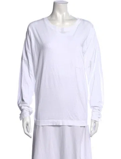 Pre-owned Adam Lippes Crew Neck Long Sleeve T-shirt In White