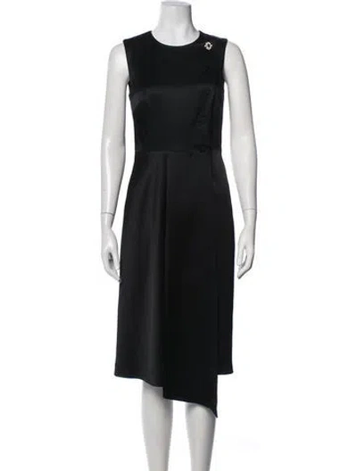 Pre-owned Adam Lippes Crew Neck Midi Length Dress In Black