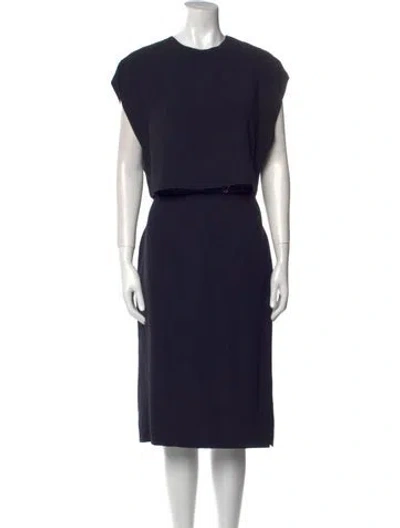 Pre-owned Adam Lippes Crew Neck Midi Length Dress In Blue
