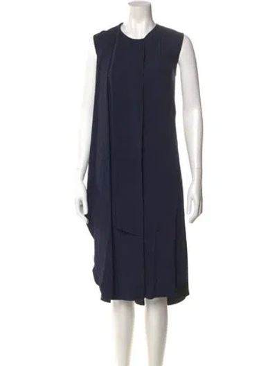 Pre-owned Adam Lippes Crew Neck Midi Length Dress In Blue