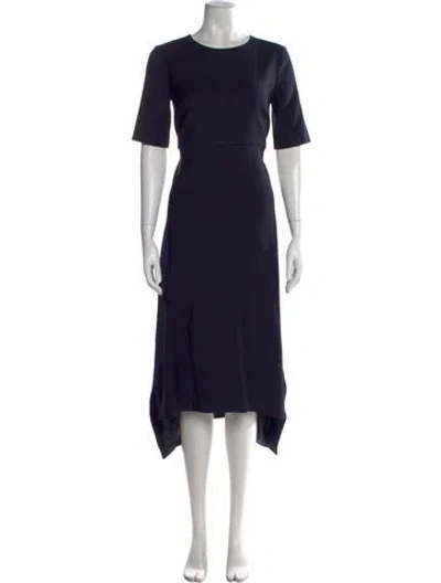 Pre-owned Adam Lippes Crew Neck Midi Length Dress In Blue