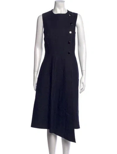 Pre-owned Adam Lippes Crew Neck Midi Length Dress In Blue