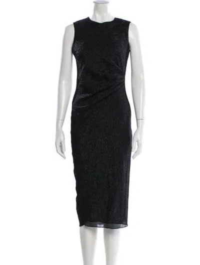 Pre-owned Adam Lippes Crew Neck Midi Length Dress In Gray