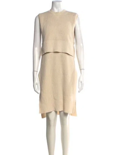 Pre-owned Adam Lippes Crew Neck Midi Length Dress In Neutral