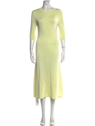 Pre-owned Adam Lippes Crew Neck Midi Length Dress In Yellow