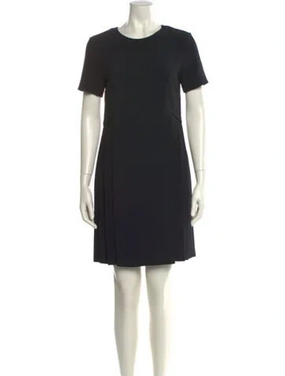 Pre-owned Adam Lippes Crew Neck Mini Dress In Black