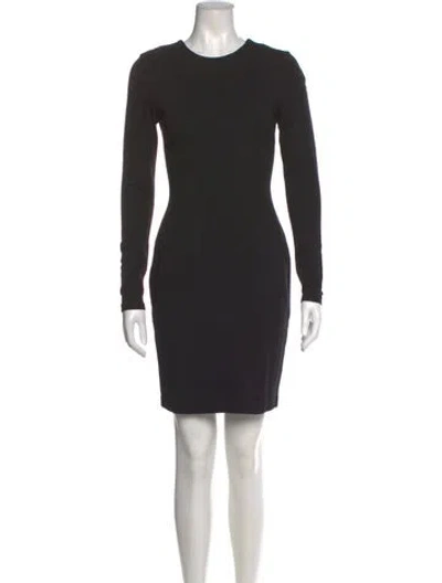 Pre-owned Adam Lippes Crew Neck Mini Dress In Black