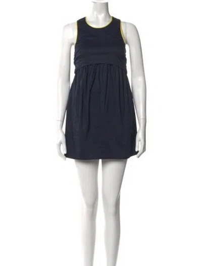 Pre-owned Adam Lippes Crew Neck Mini Dress In Blue
