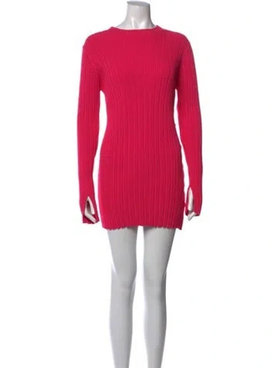 Pre-owned Adam Lippes Crew Neck Mini Dress In Pink