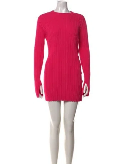 Pre-owned Adam Lippes Crew Neck Mini Dress In Pink