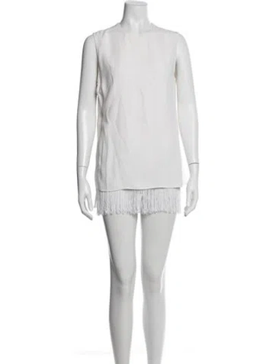 Pre-owned Adam Lippes Crew Neck Mini Dress In White