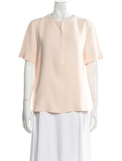 Pre-owned Adam Lippes Crew Neck Short Sleeve Blouse In Neutral