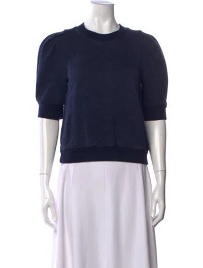 Pre-owned Adam Lippes Crew Neck Short Sleeve Sweatshirt In Blue