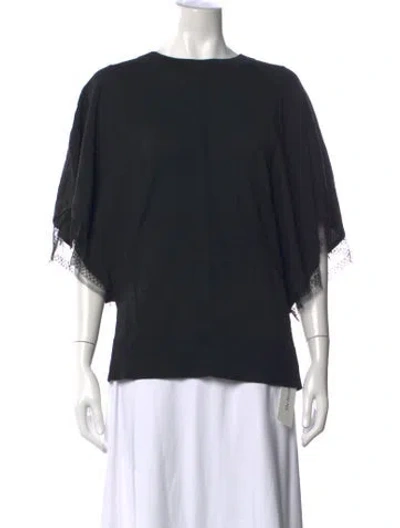 Pre-owned Adam Lippes Crew Neck Short Sleeve Top In Black
