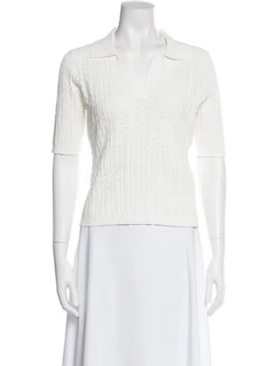 Pre-owned Adam Lippes Crew Neck Short Sleeve Top W/ Tags In White