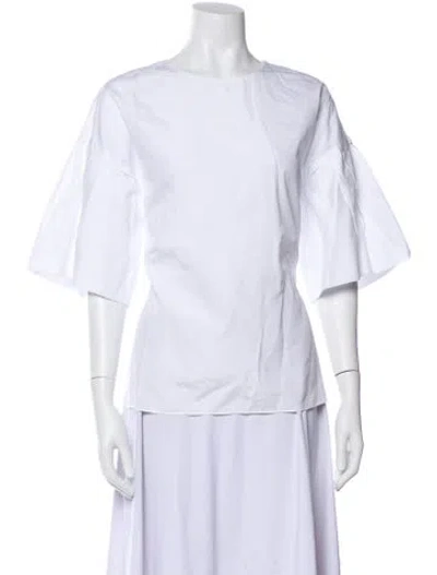 Pre-owned Adam Lippes Crew Neck Short Sleeve Top In White