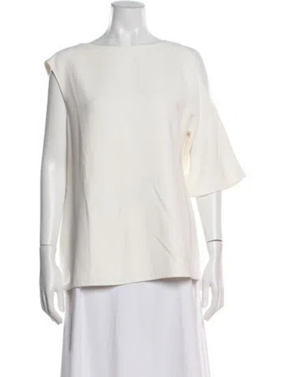 Pre-owned Adam Lippes Crew Neck Short Sleeve Top In White