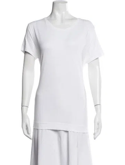 Pre-owned Adam Lippes Crew Neck Short Sleeve T-shirt In Neutrals/white