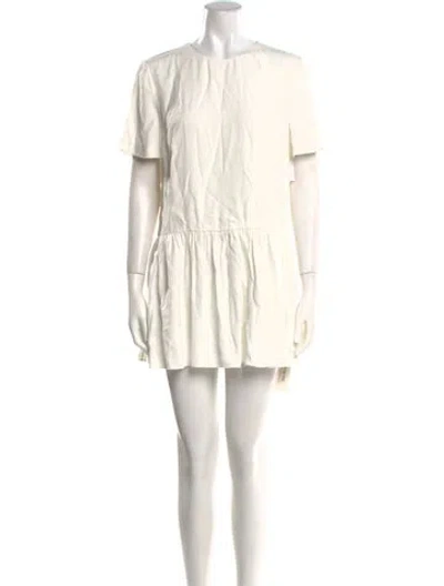 Pre-owned Adam Lippes Crew Neck Short Sleeve Tunic W/ Tags In White