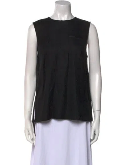 Pre-owned Adam Lippes Crew Neck Sleeveless Top In Black
