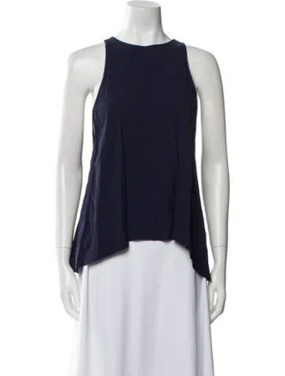 Pre-owned Adam Lippes Crew Neck Sleeveless Top In Blue