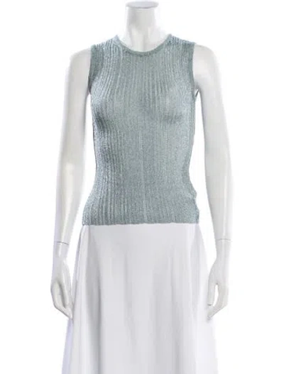 Pre-owned Adam Lippes Crew Neck Sleeveless Top In Blue