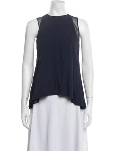 Pre-owned Adam Lippes Crew Neck Sleeveless Top In Blue