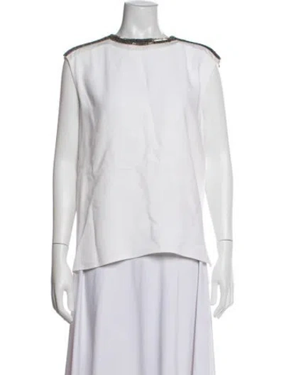 Pre-owned Adam Lippes Crew Neck Sleeveless Top In Neutrals
